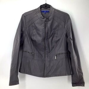 NWOT | Apt. 9 | Women’s Gray Faux Leather | Motto Jacket | Size: Large